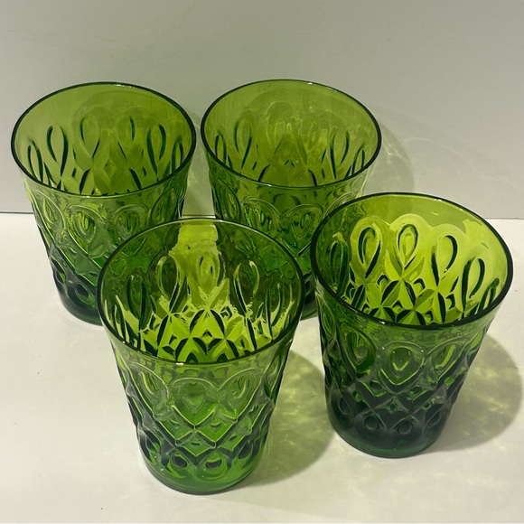 Set of 4 Zrike Glasses Teardrop Pressed Glass - Picture 6 of 6